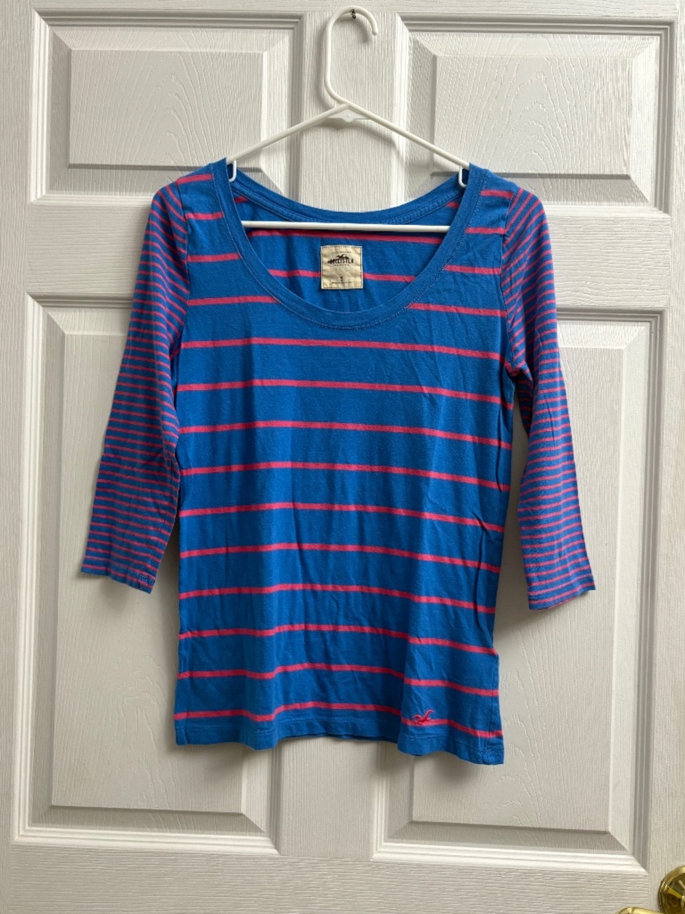 Y2K Hollister Striped Colorblock 3/4 Sleeve Top